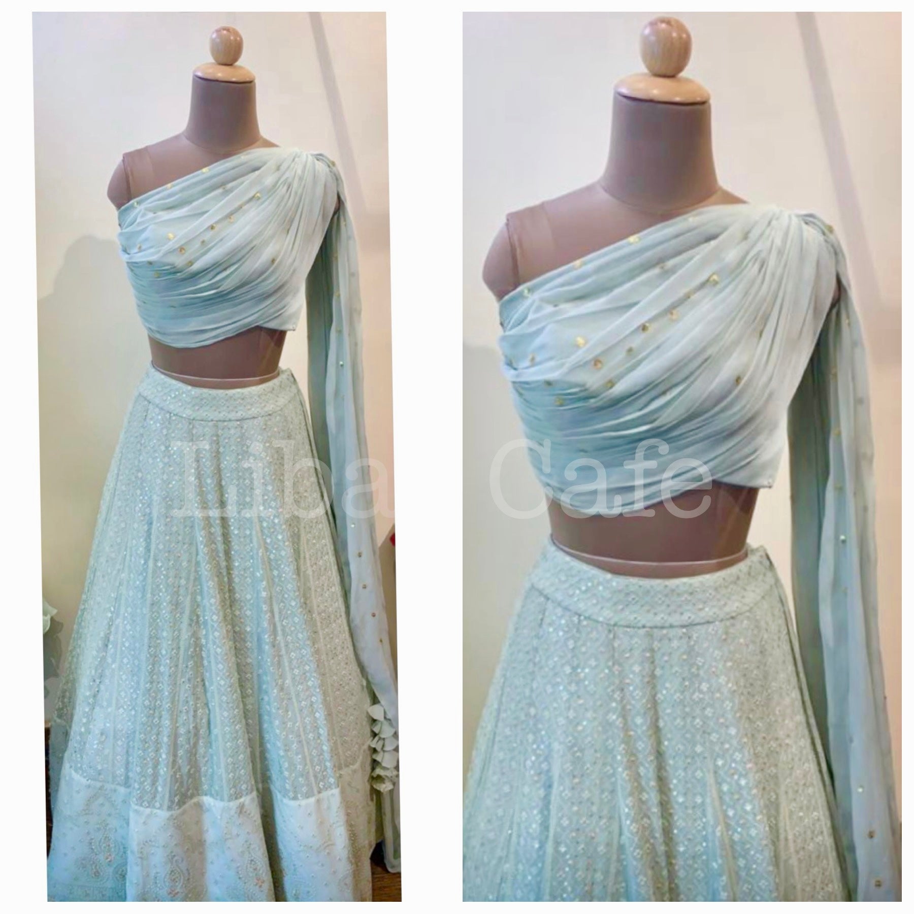 Sage Green Drape Lakhnavi Lehenga
